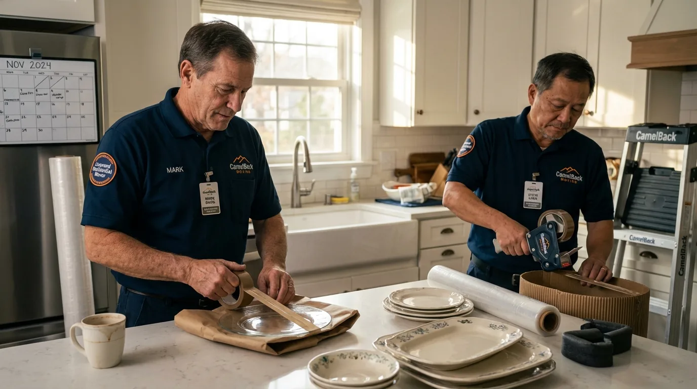 Professional crew packing kitchen dishware in Punxsutawney, PA